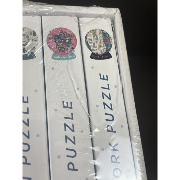 City Snowdome Set Of 5 Shaped Puzzles 200 Pcs Each New Holiday Puzzles Pink Sky - Picture 8 of 8